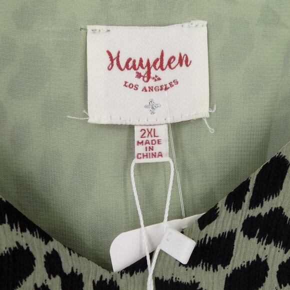 Hayden Los Angeles Haven Leopard Print Dress Size 2XL Green & Black - Picture 3 of 5